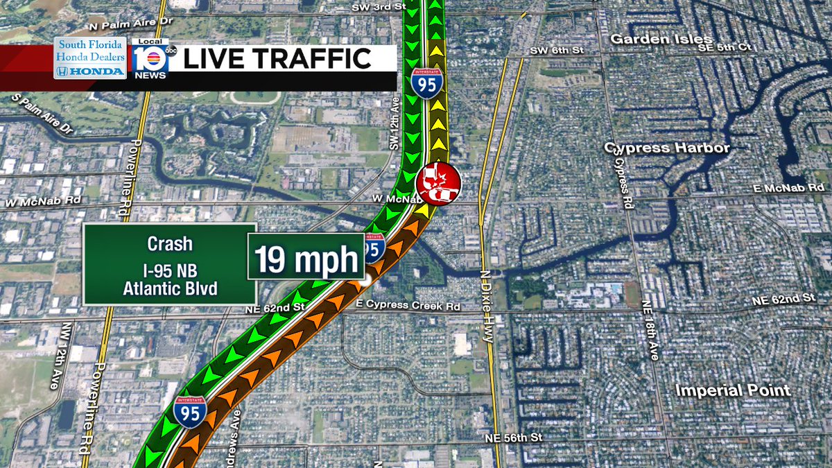 Crash on I-95 NB approaching Atlantic Blvd #traffic https://t.co/6pZZ7CGujT