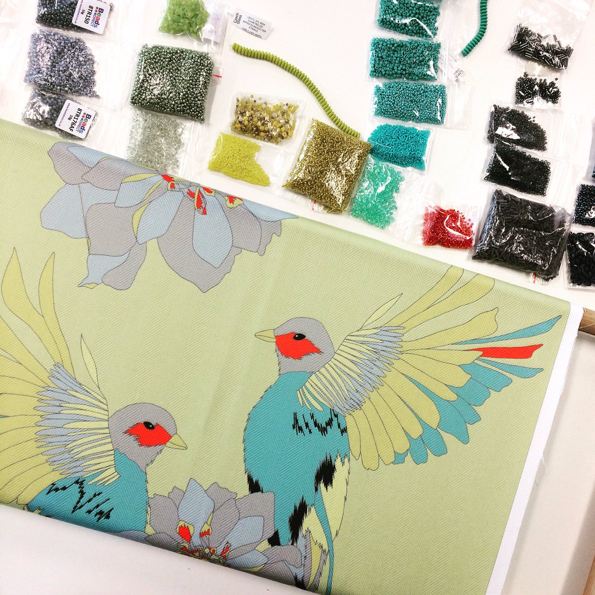 Getting ready to embellish!! ✨ #bead #embellish #stitch #textiles #design #birds #flowers #draw #print