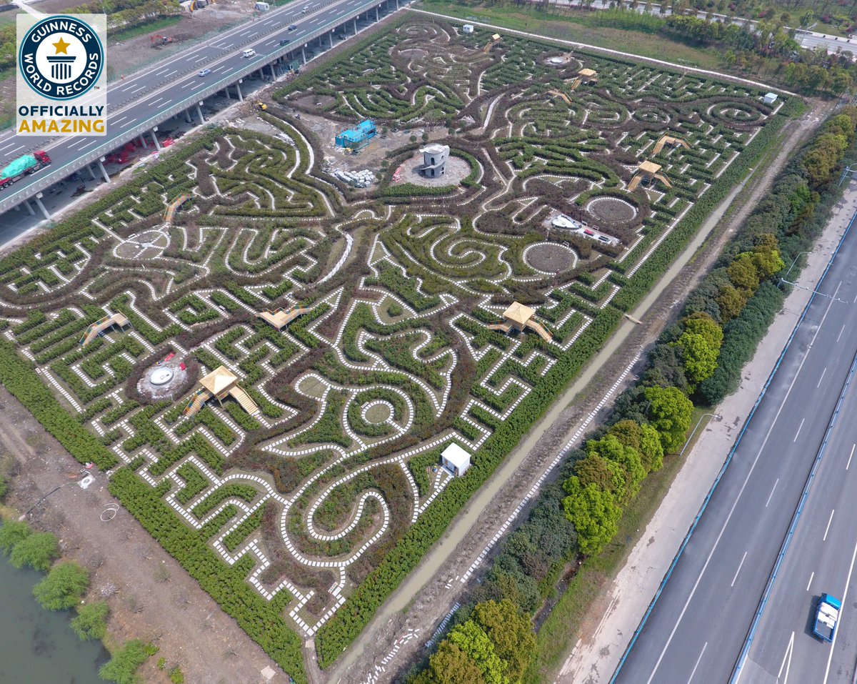 GWR's tweet photo. New record- Largest permenant hedge maze
The Butterfly Maze: 33,564.67 m² (8.294 acres) 5.2 mile path
Ningbo Maze Tourism Development, China https://t.co/oruq8LSh8L