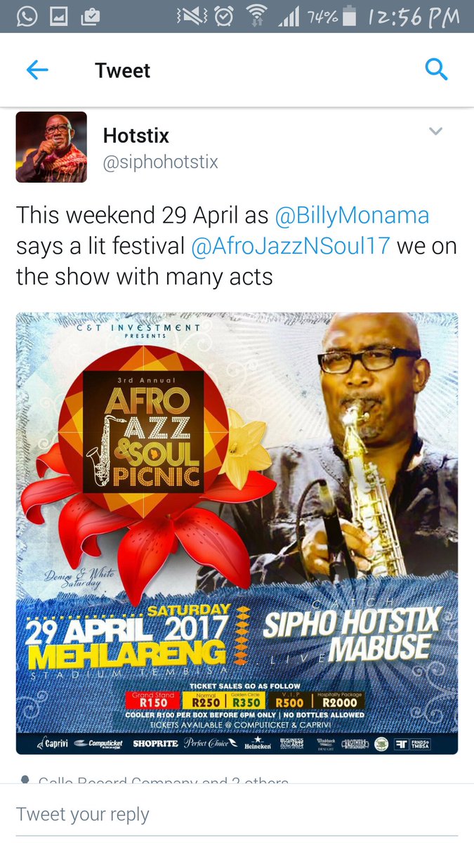 presidentqaba's tweet photo. @siphohotstix said it!! It's going to be a lit festival indeed. #Afroweekend #AfrojazzPicnic2017 https://t.co/fmarxqzuZ9