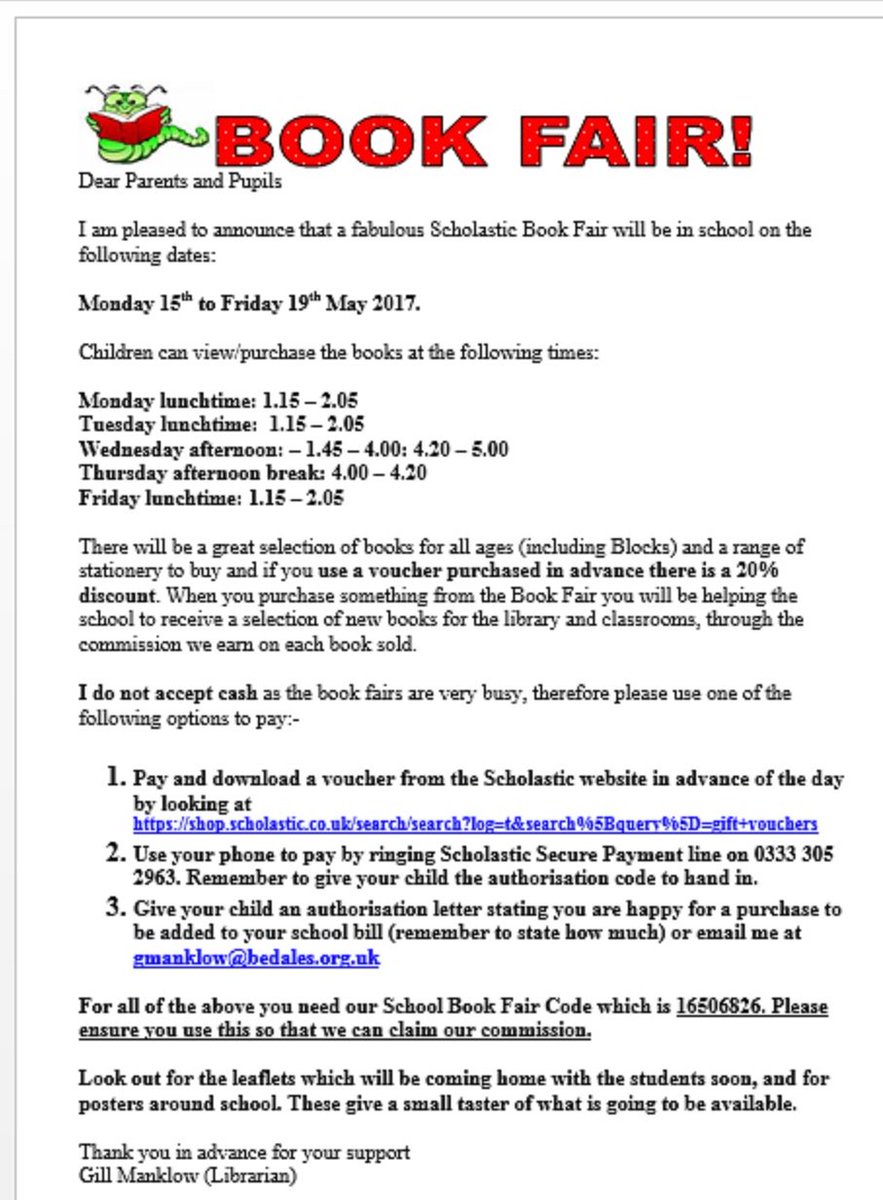 DunLibrary's tweet image. Exciting news! The Scholastic Book Fair is coming to Dunhurst on the 15th May. Put a note in your diary and come along and buy a new book!