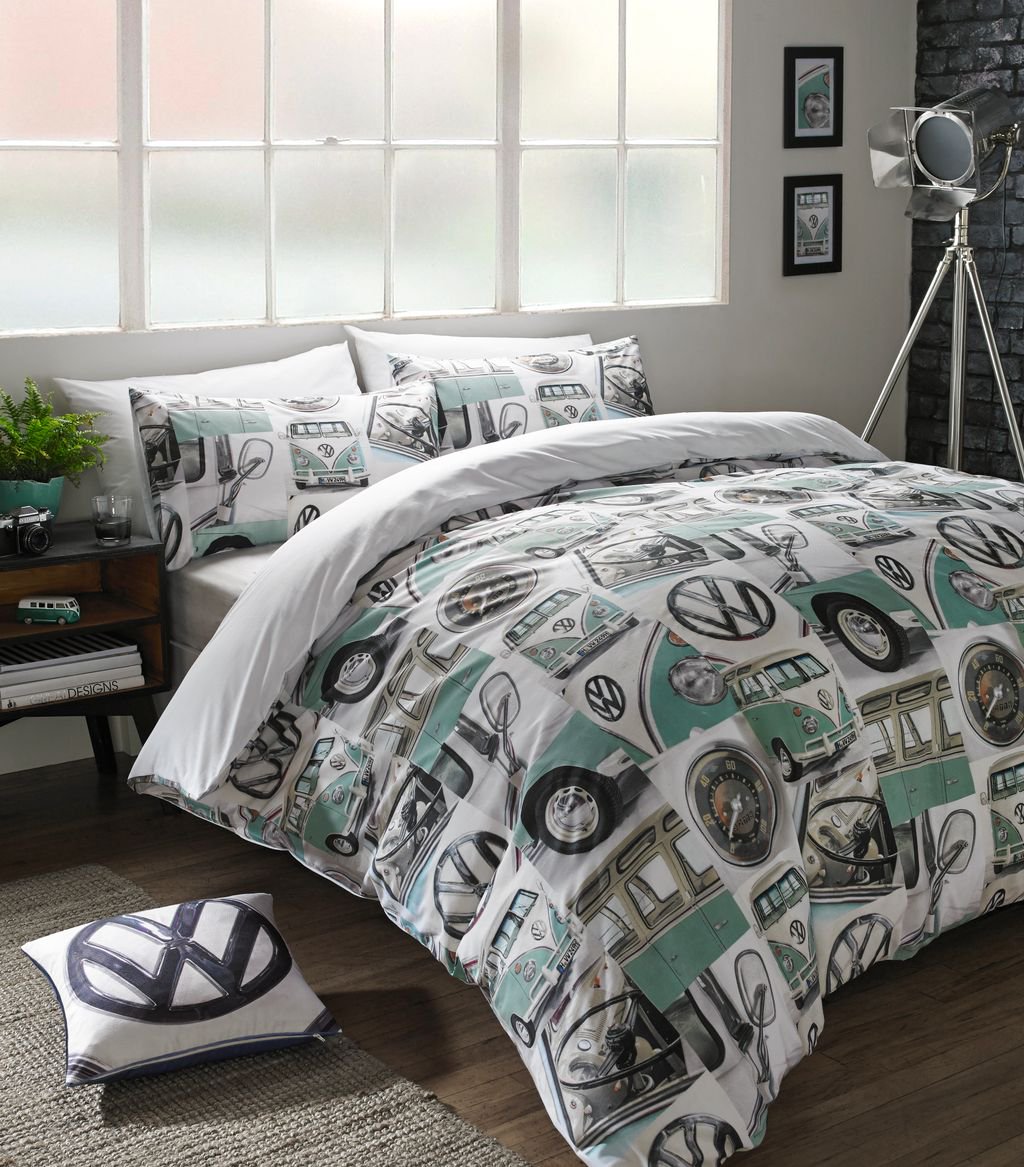 This NEW bedding from VW really shows off the iconic 'Classic Details' of a Volkswagen Campervan. See more at ashleywildegroup.com