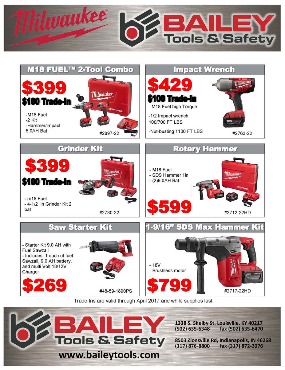 baileytools's tweet image. We are currently featuring @MilwaukeeTool and @diamondproducts specials! buff.ly/2pZmc2b