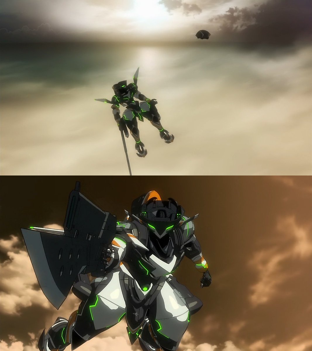 インクエッジ ロボットのハッチ開放ギミック 開け放つと人の顔がなくなり真の化物顔 があらわになるハッチ分割 の視覚表現とシンクロして成り立つ映像 こういうのが秀逸なロボットデザインよ カッコよさとか新奇性とかリアリズムとかホントどうでもいい