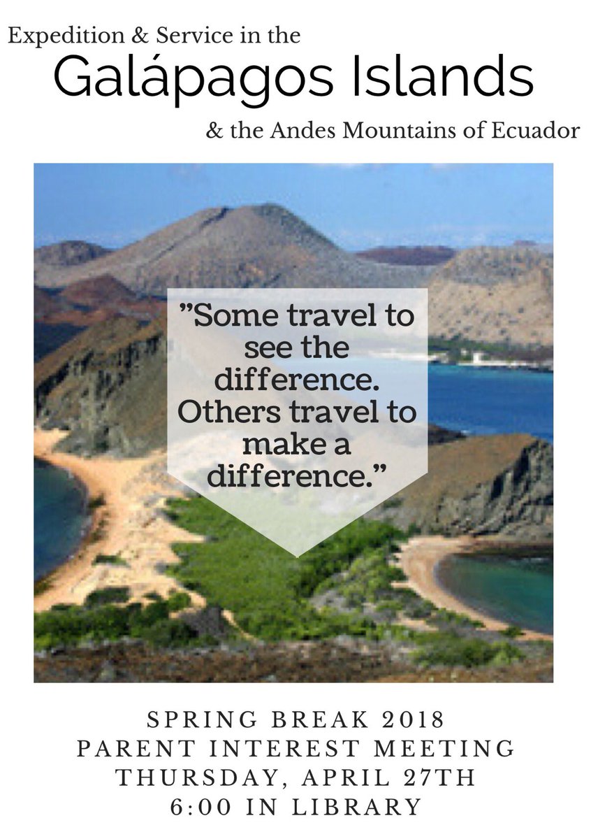 MrsA_JCHS's tweet photo. Read about this year's trip @ https://t.co/BwCFTDDhvR &amp; come check out the interest meeting for 2018 on Thursday (Ecuador &amp; the Galapagos)😎🌴 https://t.co/IivwP65xUG