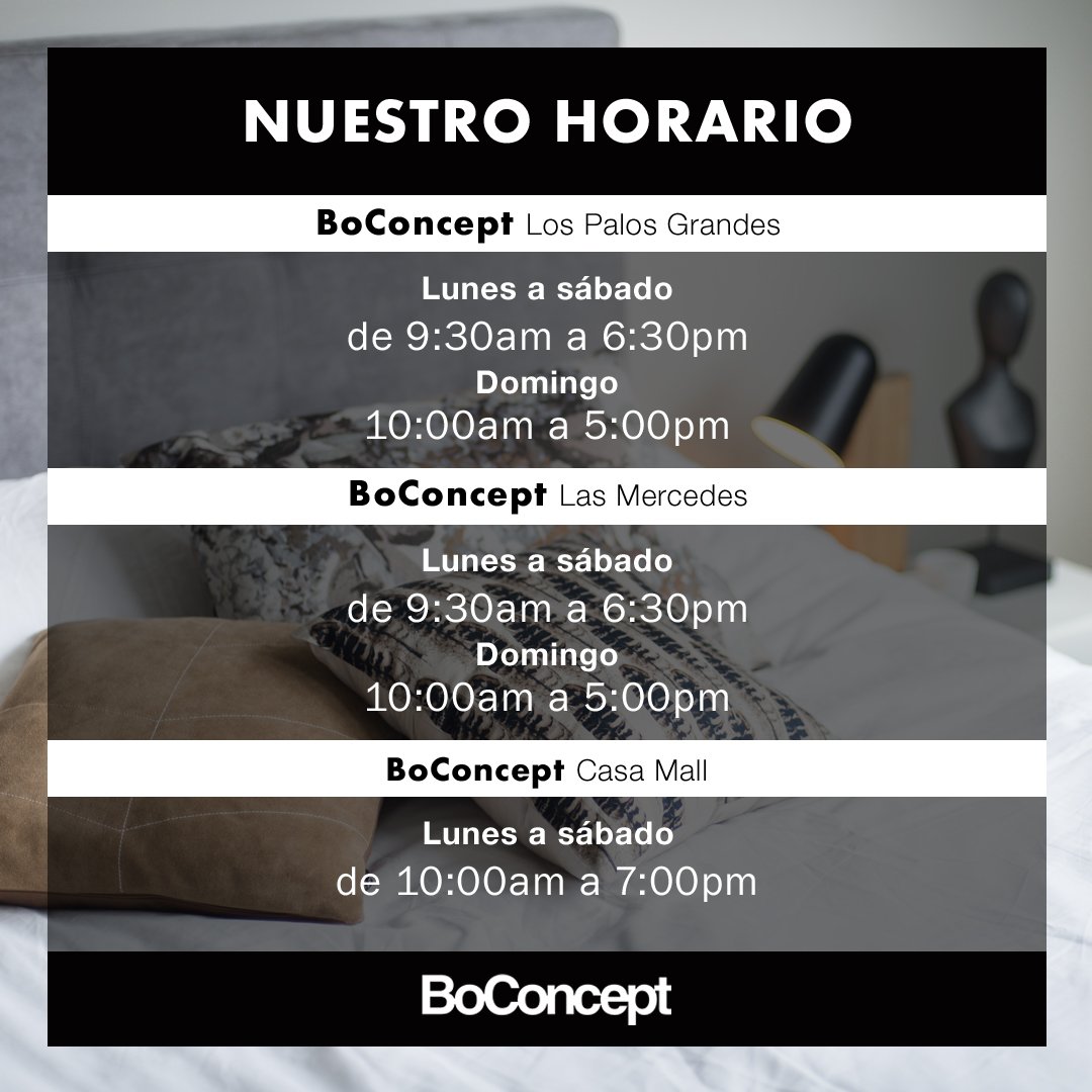 Un #FelizMartes es aquel que comienza después del primer café y, también, de conocer los horarios de todas nuestras tiendas #BoConceptVe.