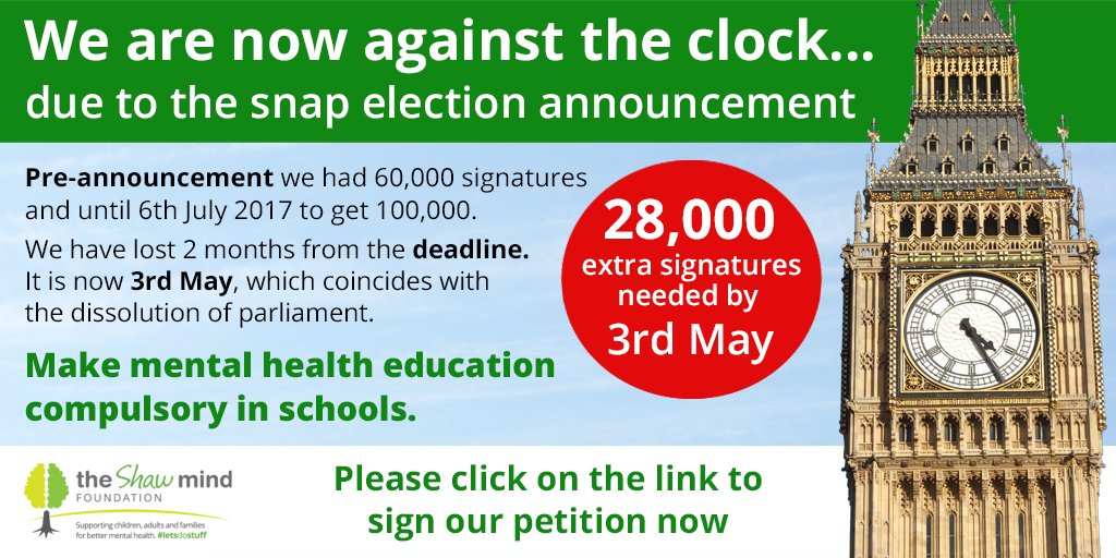 ‼️CAN U HELP SPREAD THE WORD‼️
SIGN&amp;SHARE Gov petition make #mentalhealth edu compulsory in schools
30k sigs needed⏩ petition.parliament.uk/petitions/1765…