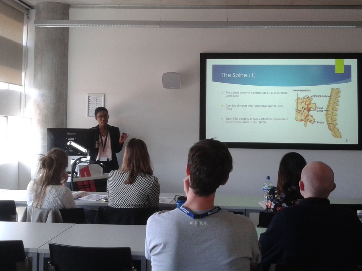 PaulfrYorkshire's tweet photo. Oluwasegun Kayode from @UniversityLeeds presenting her research on modelling the spine at #BCUR17 https://t.co/JICHXbx0Ke