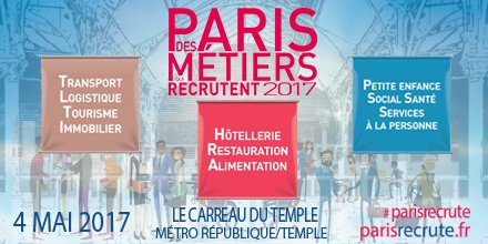 Le 4 mai, #PARISRECRUTE! #emploi, #alternance ou #formation, rencontrez 150 #recruteurs sur les #métiers en tension. Infos: parisrecrute.fr