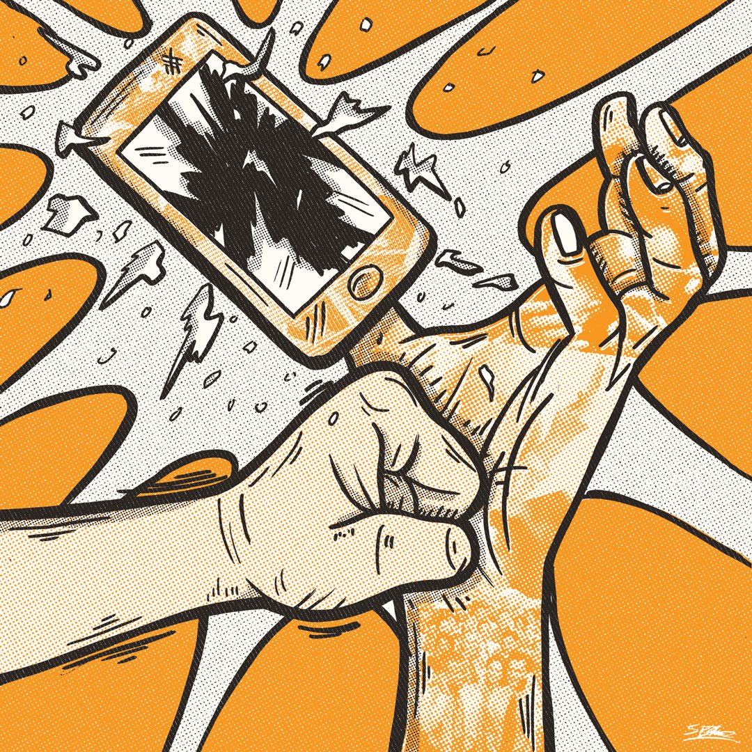 SamuelBThorne's tweet photo. Resist Smartphone Addiction. #2 of 3 pieces for @ellohype second issue of #NotForPrint. #resist #illustration https://t.co/iJkuDFTXXW
