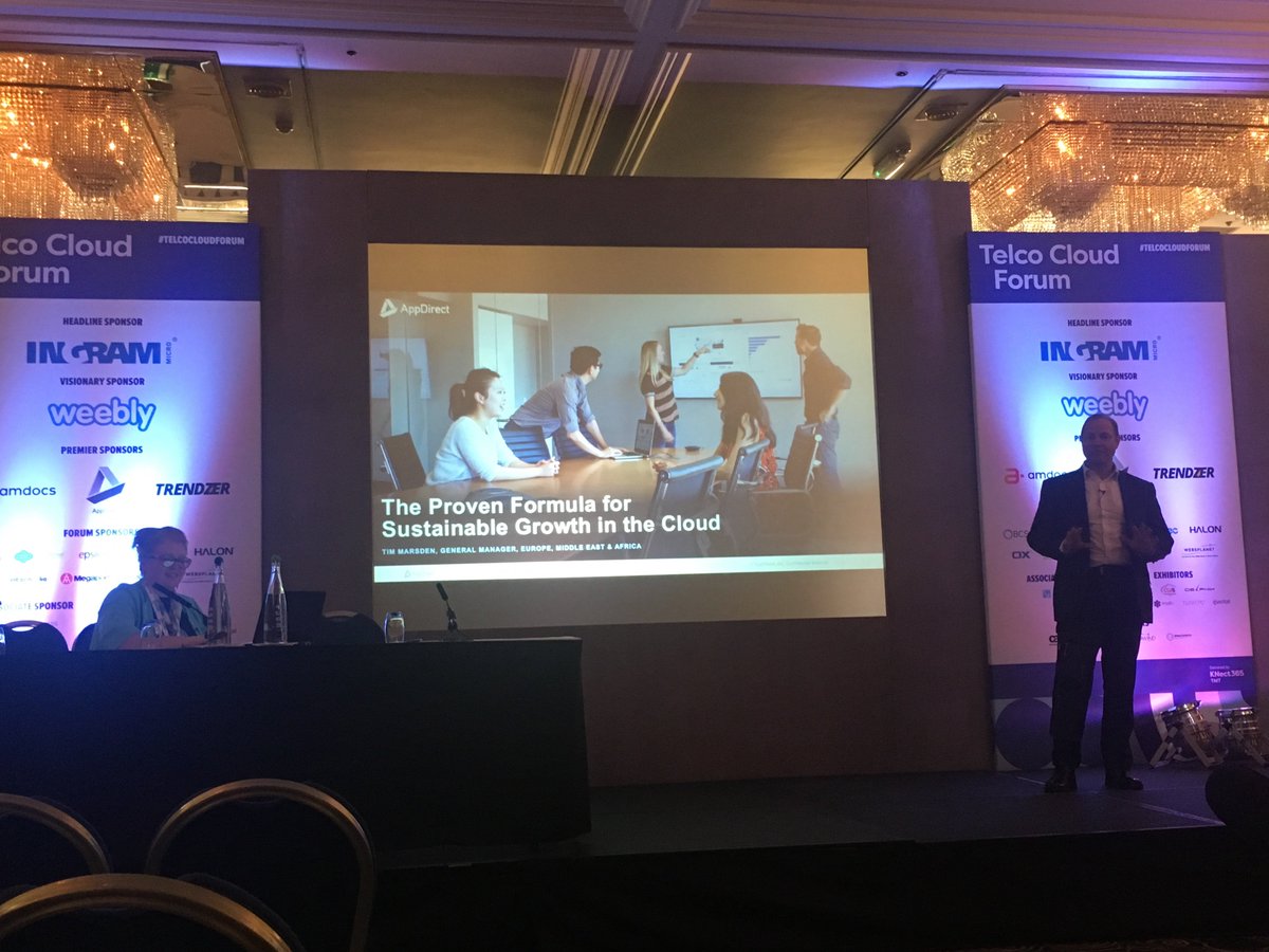 T_G_Sheard's tweet image. Tim Marsden @AppDirect on stage now showing the proven formula for growth in the cloud! #telcocloudforum @AppHelp_AD