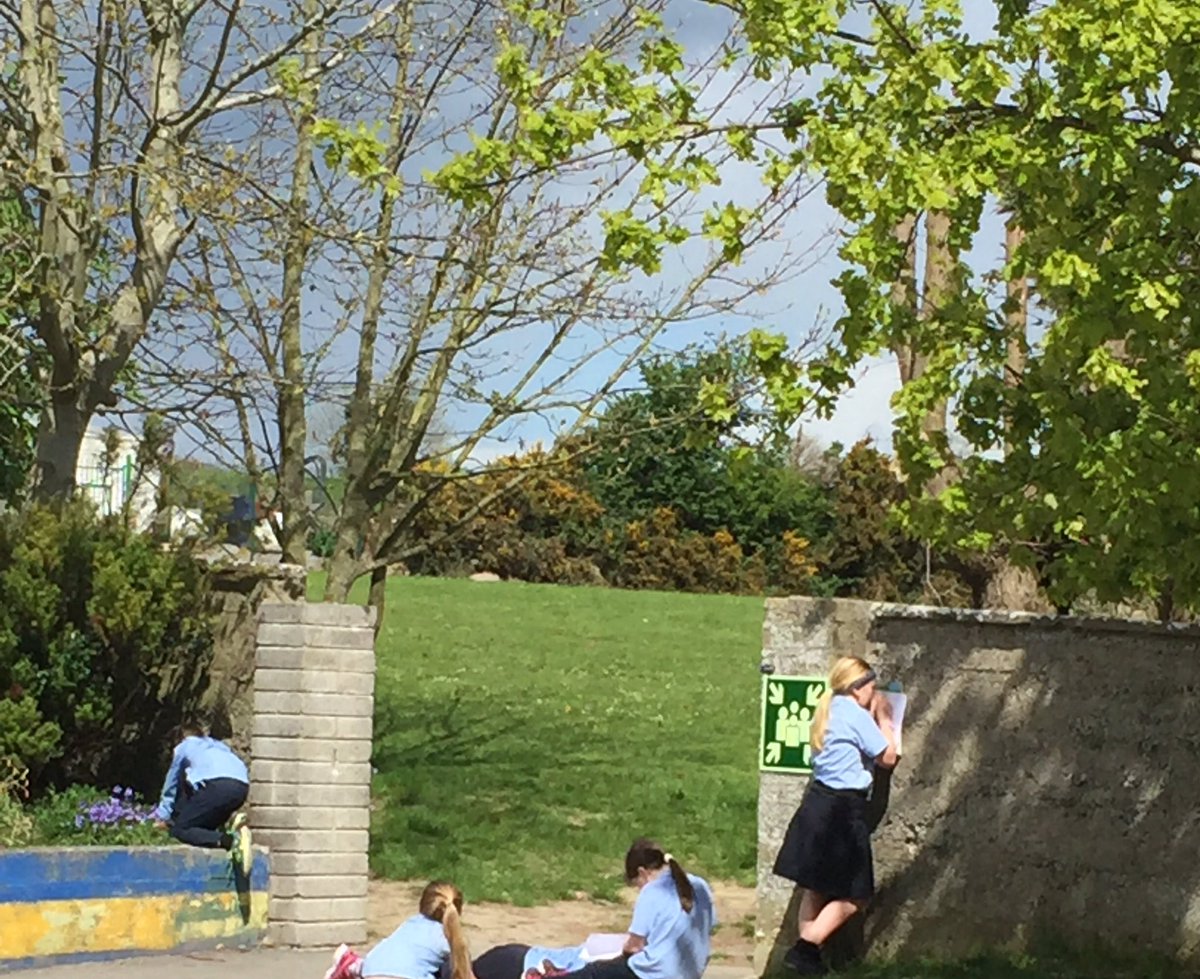 MsDunne3rd4th's tweet photo. Making full use of the nice weather!☀️We went outside to find things in our school yard that were symmetrical🎉#maths #learning #3rdclass https://t.co/PMUAwvDJ8Q