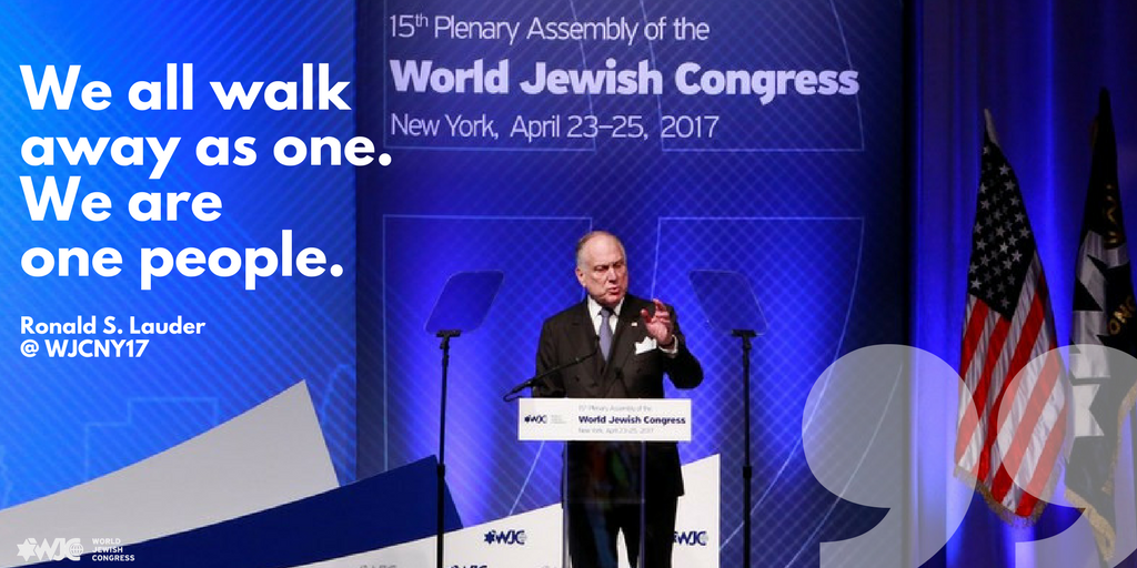 WorldJewishCong's tweet photo. #WJCNY17 is coming to an end. Thank you for making it so special. We are one. #OneJewishWorld https://t.co/B64pkAXyFO