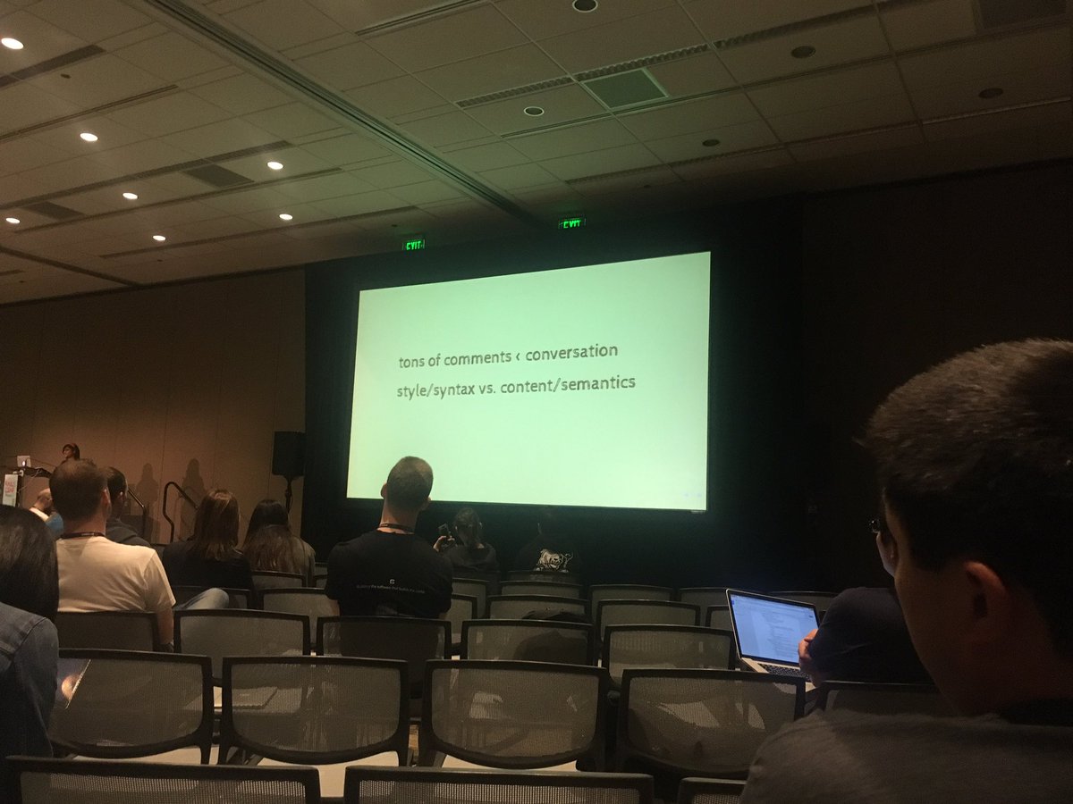 andytcox's tweet photo. Love the idea that code reviews should be a conversation/chance to learn @vaidehijoshi @ProcoreEng @railsconf #RailsConf2017 #railsconf https://t.co/IhPPsfaC76
