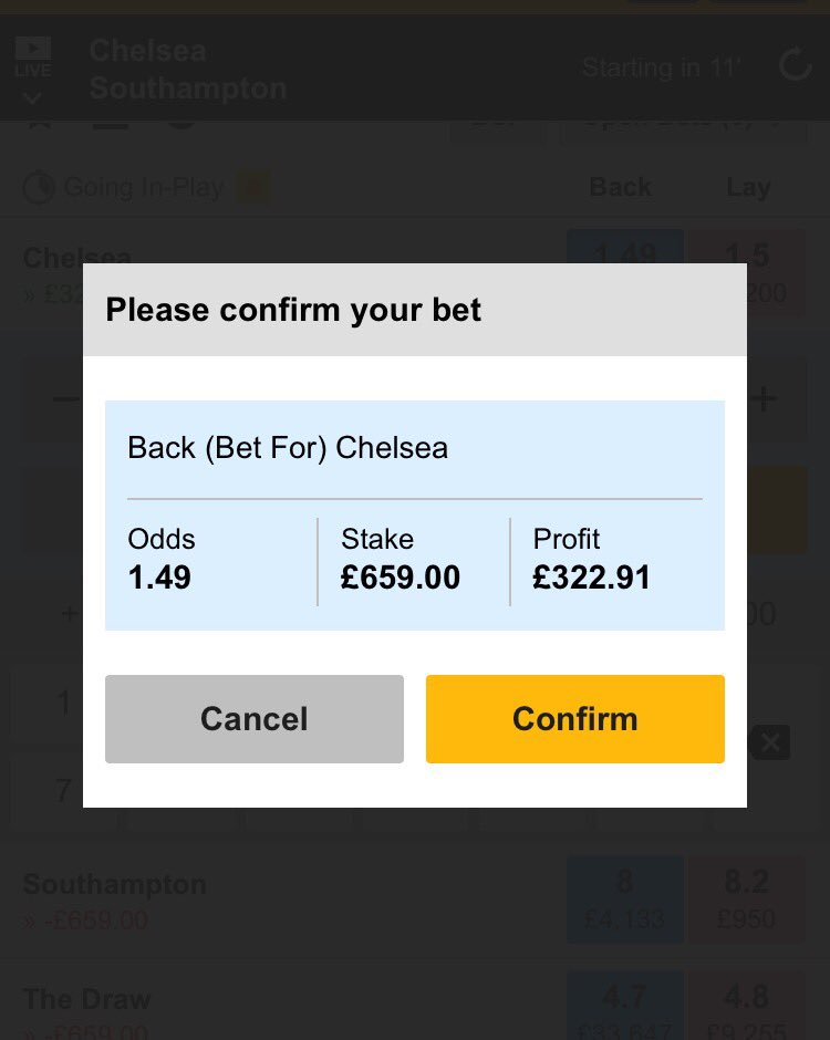 YoungMoneyTrade's tweet photo. Bet 9:
Back Chelsea vs Southampton: £659 @ 1.49

#CHESOU #tipser 

£20 into £1000 https://t.co/RoftABLOCl
