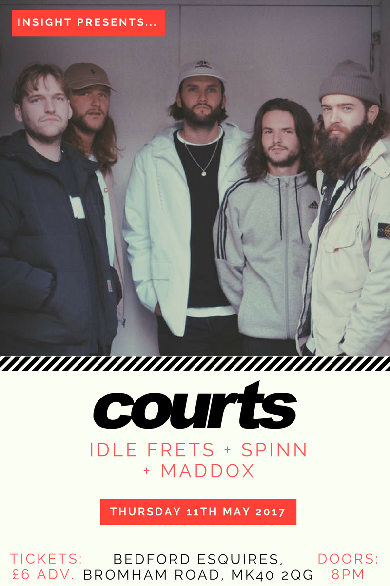 Insightgigs's tweet image. Just over 2 weeks until @courtsmusic, @Idle_Frets, @spinn_band and @MaddoxOfficial all come to @BedfordEsquires! wegottickets.com/event/391722