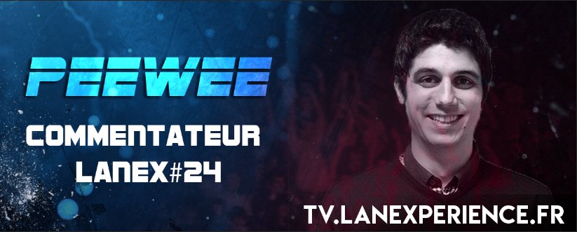 Lan_Experience's tweet photo. Après avoir commenté la LanEx#23, les #PGDays et les #GeekDays, @Peewee_dot revient pour la #24.
Car oui, nous casterons les matchs ! ;) https://t.co/E9TCZbYiyA