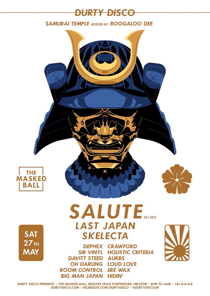 durtydiscouk's tweet photo. SAMURAI ASSEMBLE - Line up for #DurtyDisco x @getmaskedup just dropped and it's looking HUGE! #Samurai 🇯🇵🎊🎏🎎👘 Artwork - @EdwardTuckwell ✨ https://t.co/eyjxDFWbPT