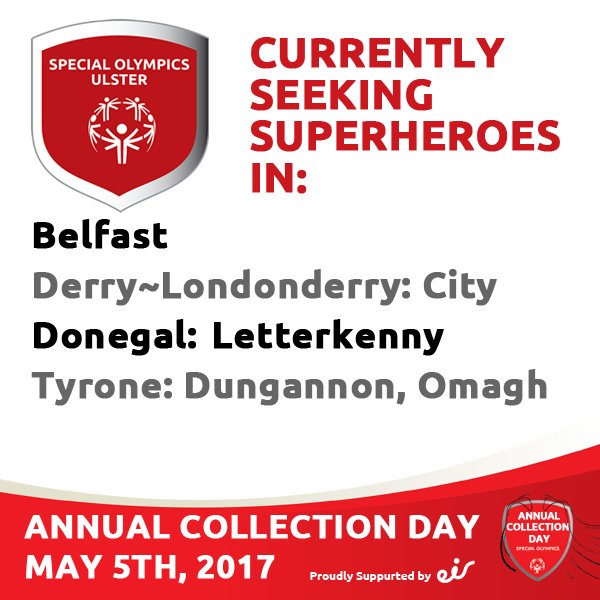 SO_Ulster's tweet photo. Urgent in Ulster - Could you shake a bucket on #CollectionDay? email collectionday@specialolympics.ie or visit https://t.co/Zns6DA978E https://t.co/vuG3W5SZpv