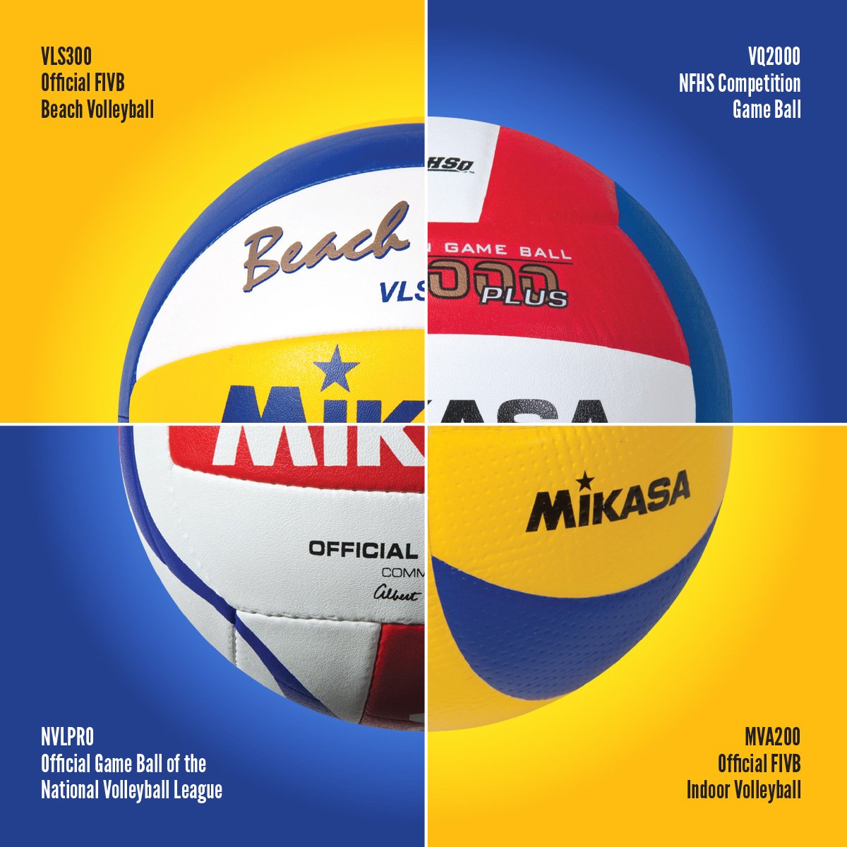 Indoor or Beach, play with the ball of choice for the best players in the world. #playwiththebest #mikasa #volleyball #fivb #nvl