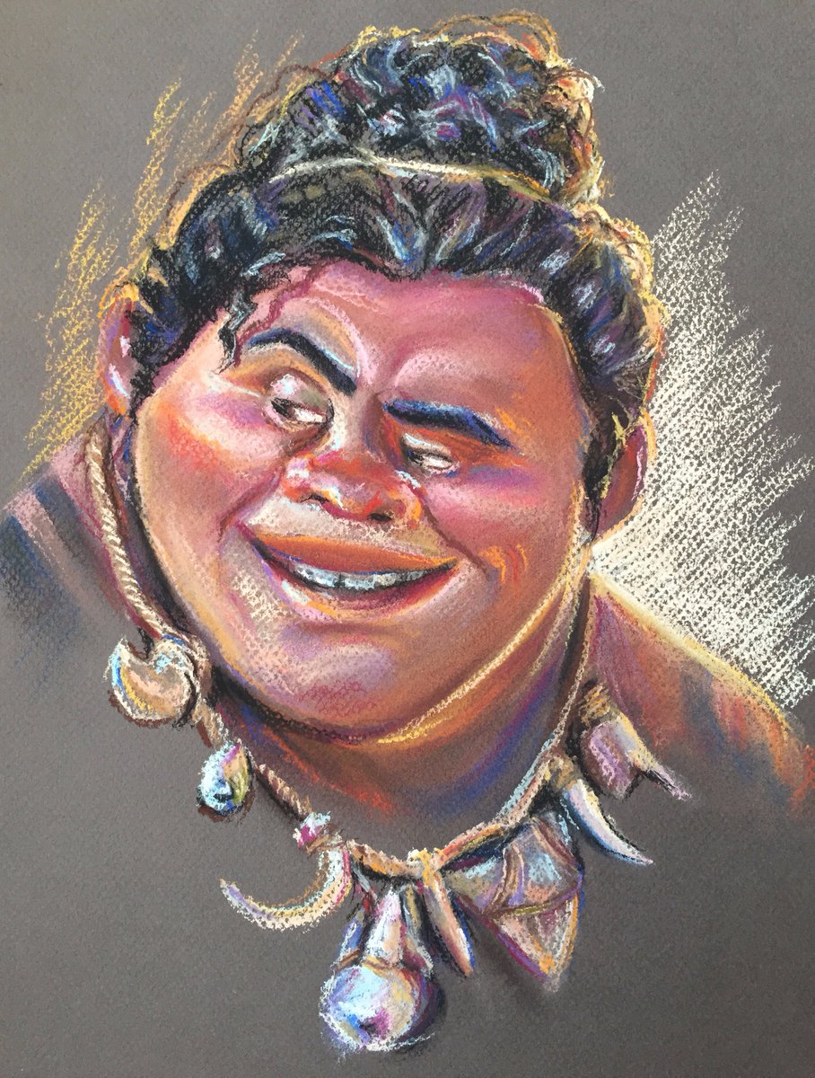 Letycomfety's tweet photo. Retratos a pastel como adelanto del trabajo final! #DIBUJOaVAIANA Para @VideojuegosGAME #Vaiana #Maui https://t.co/nRszOa50Hv