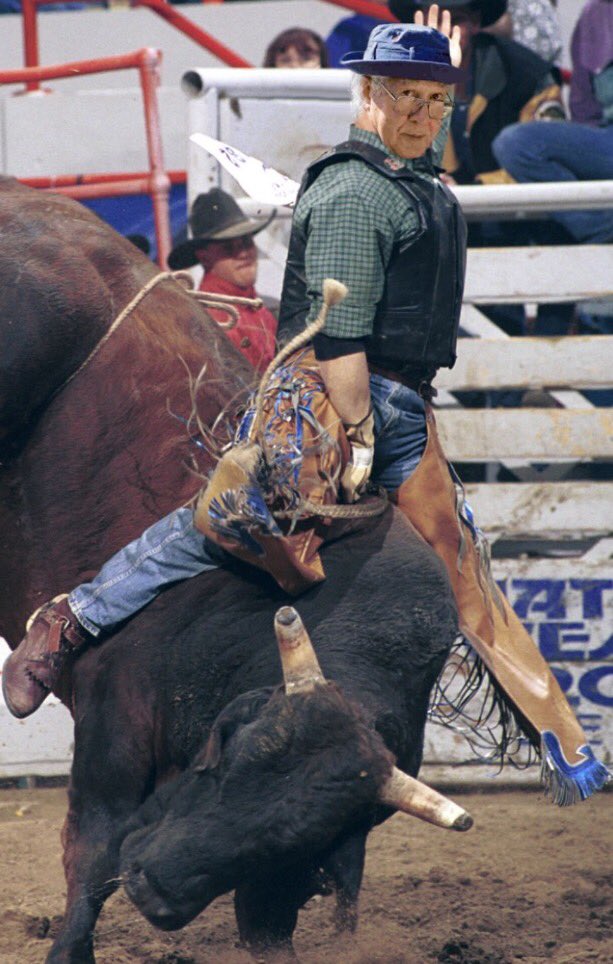BillyandRichard's tweet photo. howdy folks 'tis been awhile been a lil busy ridin bulls at da rodeo... check ot dis action shot https://t.co/dQlNfTWciv