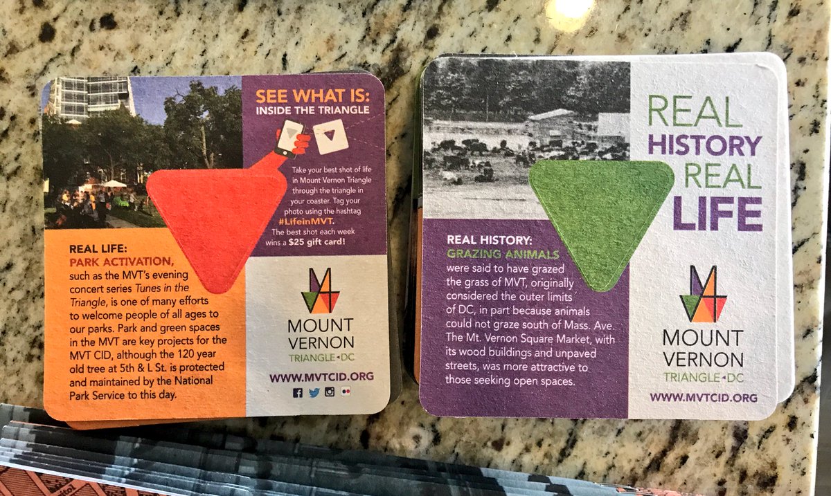 SmartGrowthUSA's tweet photo. DC's Mount Vernon Triangle BID created historic coasters for the neighborhood bars to showcase their history #LOCUSsummit https://t.co/sUIJm0ZEmb