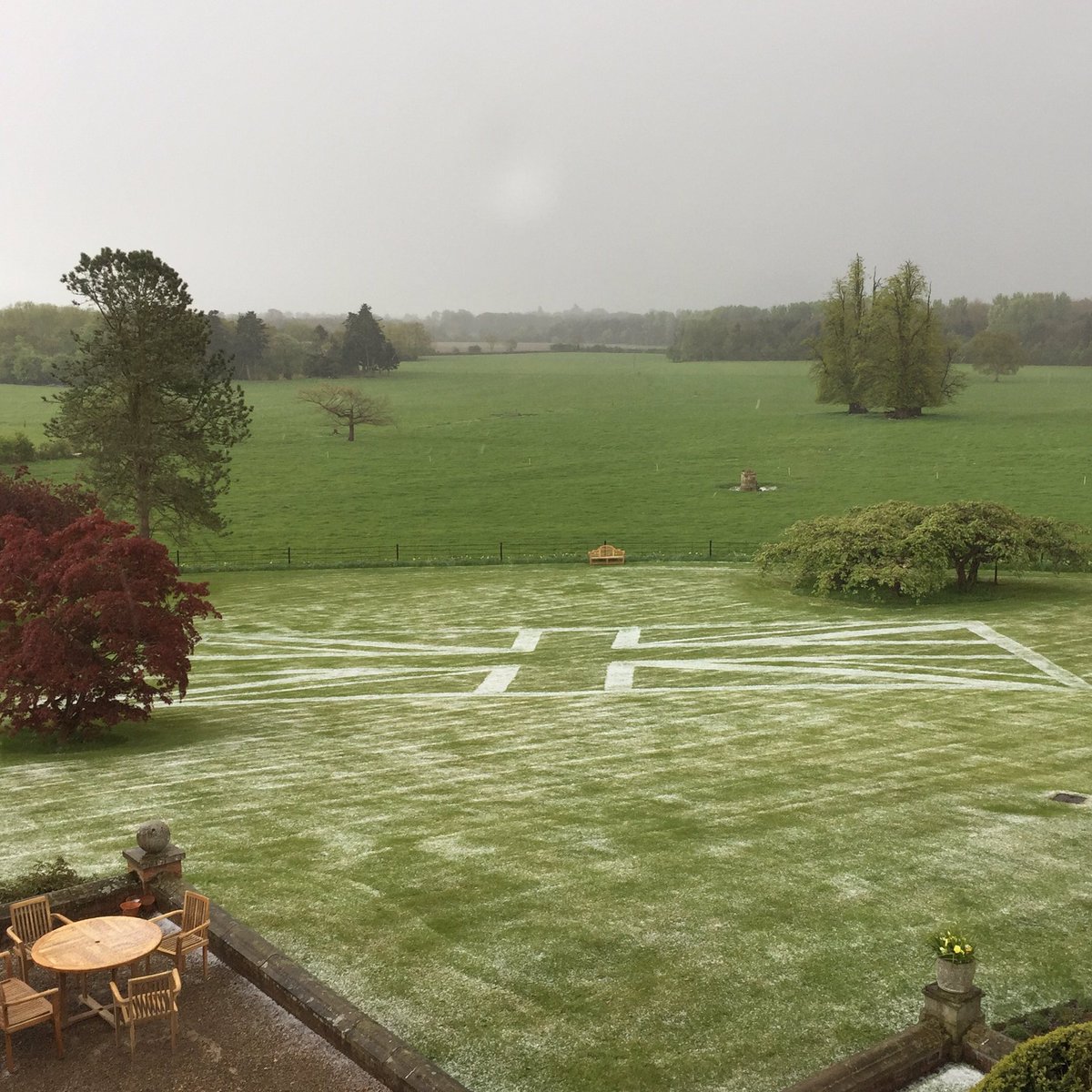goldsborohall's tweet image. What a hail storm that was! At least it made the Union Flag really stand out #hail #winterorspring