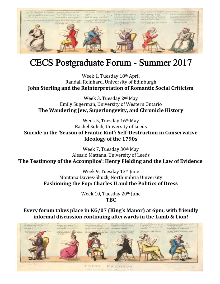 CECSYork's tweet photo. Arriving precisely when it means to, the summer programme of the postgraduate forum is here. We all look forward to seeing you on Tuesday! https://t.co/wnV5uQUNlD