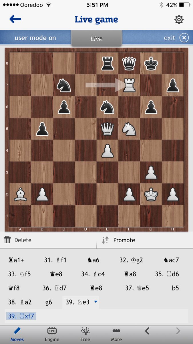 almodiahki's tweet image. So misses 39.Rxf7!! Would have finished the game.
#shamkirchess2017