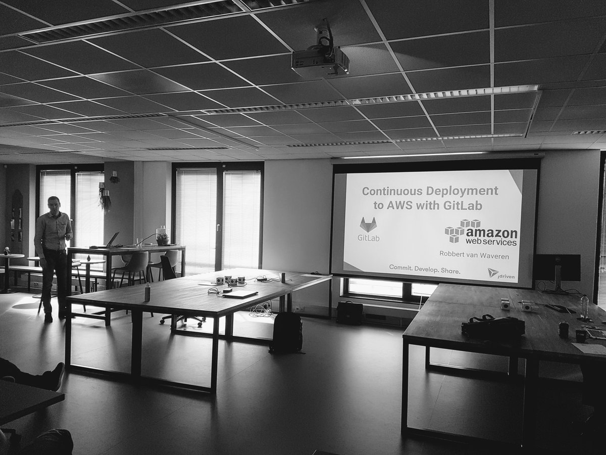 jdriven_nl's tweet photo. Colleague Robbert is sharing his experiences with #continious #deployment using #gitlab and #aws #ecs https://t.co/NGe6fbmTmL
