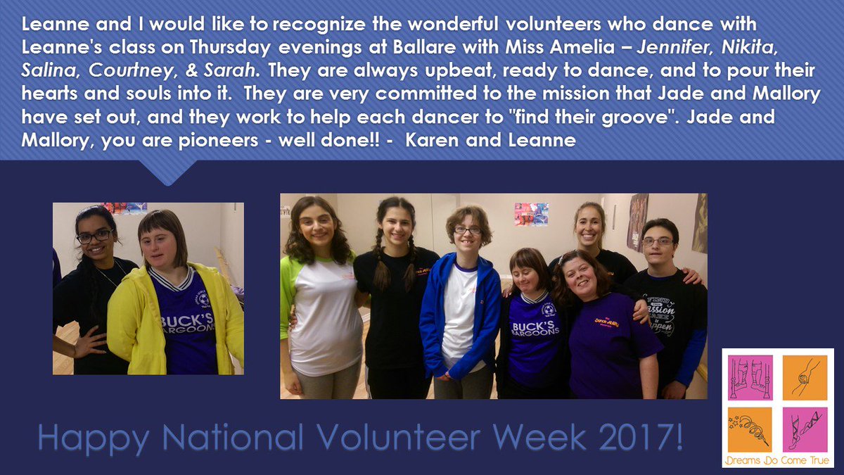 The_DA_Movement's tweet photo. Happy #NVW2017 - shout out to the Ancaster team! #dreamsdocometrue #volunteers #danceabilitymovement https://t.co/IeCs74FZMh