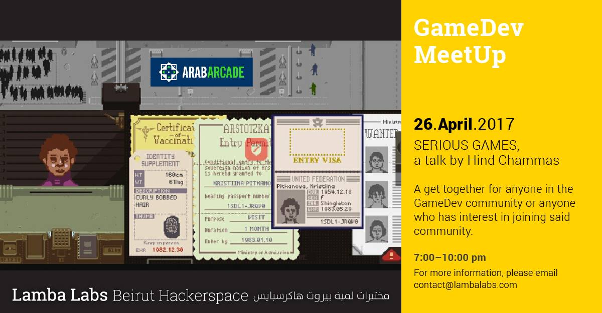 greyimpstudios's tweet image. We're going to the #GamedevMeetUp in Beirut @LambaLabs Hackerspace via @arabarcade. Come meet us & other awesome gamedevs there!