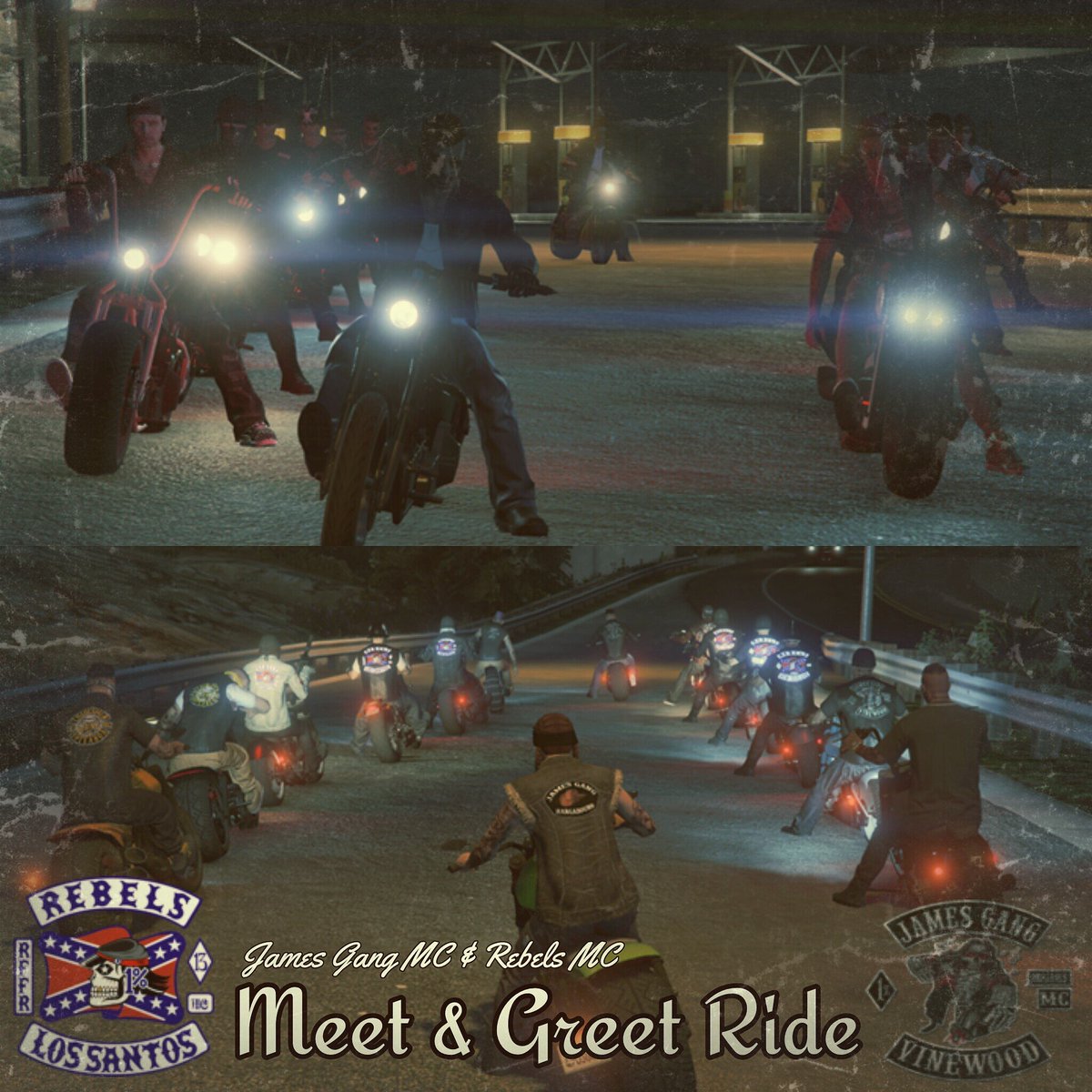 jamesgangmc_gta's tweet photo. #JamesGangNation had a great meet and greet with the #REBELSMC! Thank you guys for the ride! #GTAOnline #rockstargames https://t.co/C1TocdLZrh