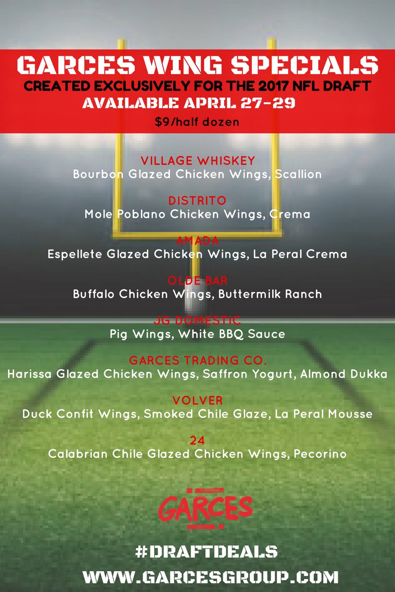 VolverPHL's tweet photo. Touchdown and grab a wing from @GarcesGroup this week! 🏈 #DraftSpecials https://t.co/NVhSuZaXZR