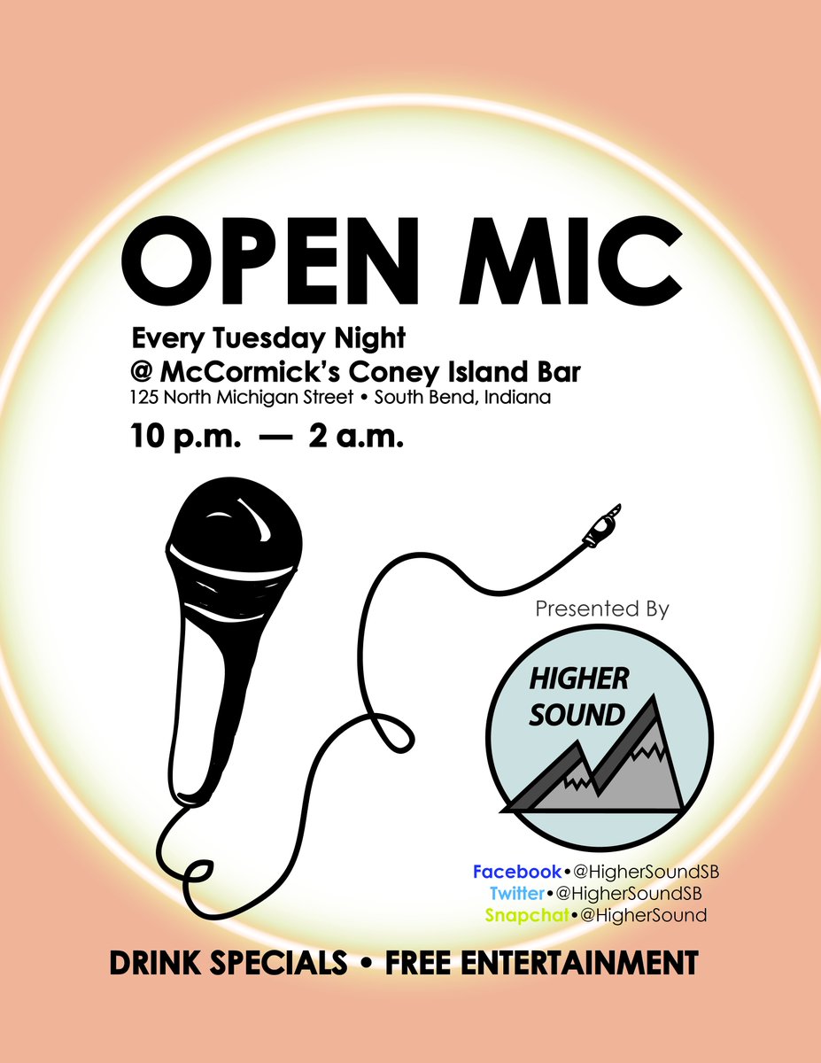 highersoundsb's tweet photo. Come enjoy the sights and sounds at McCormick's Coney Island Tonight. Bring your guitars! #southbend, #DTSB, #openmic, #community #beer https://t.co/cdqTDtRrh2