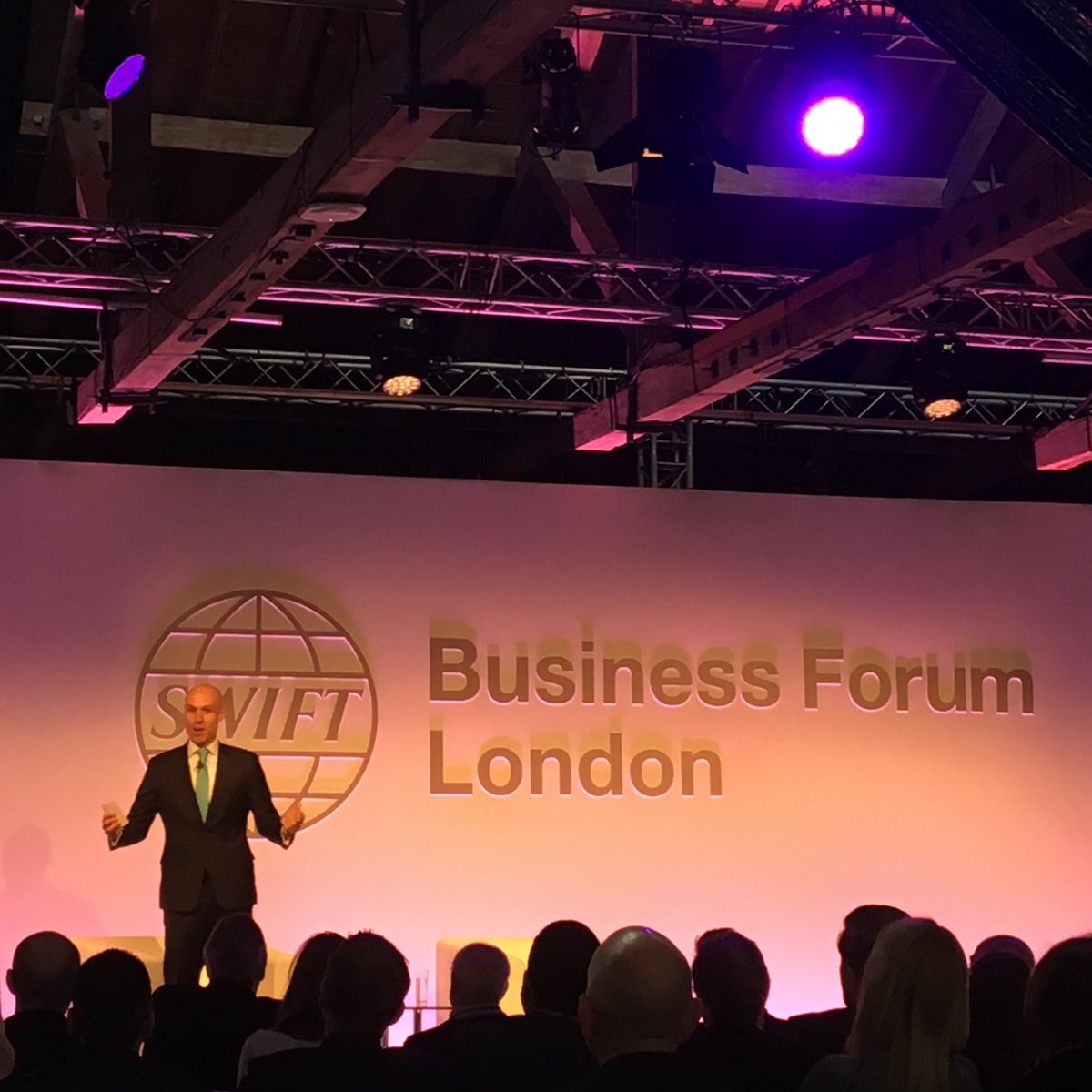 AST_Steph's tweet photo. "There is a new normal that is transforming business models and opening up new opportunities" -Javier Pérez-Tasso @swiftcommunity #BFLondon https://t.co/KgRpYakx1o