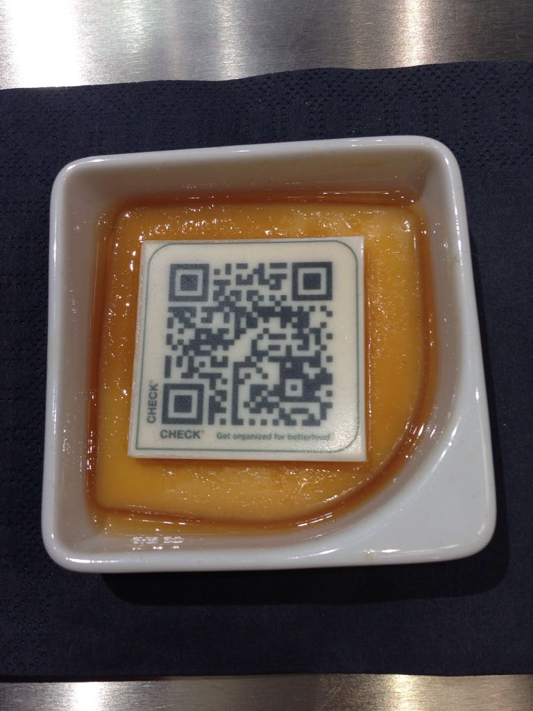 tsystemsde's tweet photo. Leckeres Beispiel für Food Logistics auf der #HM17 und krönender Abschluss des Tages – Crème Brulée mit #QR Code https://t.co/rJqTiTEmT3