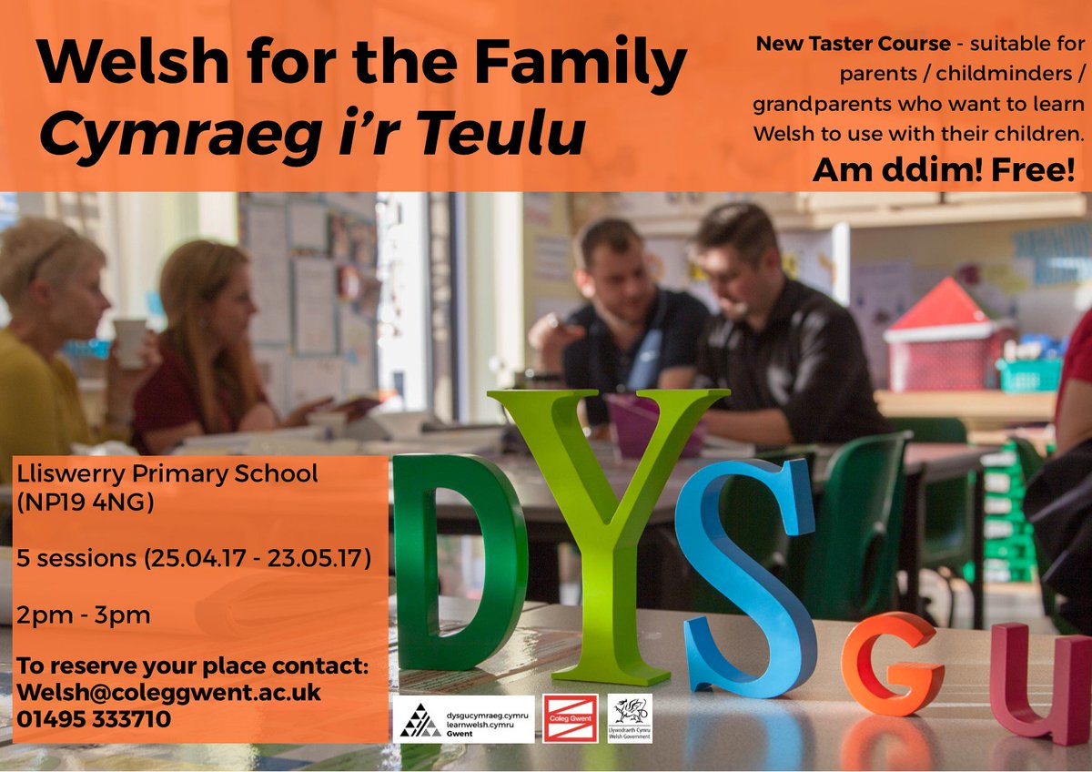New Welsh Taster course ##FREE## <a href="/LliswerryPrim/">Lliswerry Primary</a>  5 sessions 1hr p/week. Still time to join.To book 01495 333710 <a href="/whatsonwales/">Whatonwales.co.uk</a> <a href="/GwentNews/">GwentNews</a>