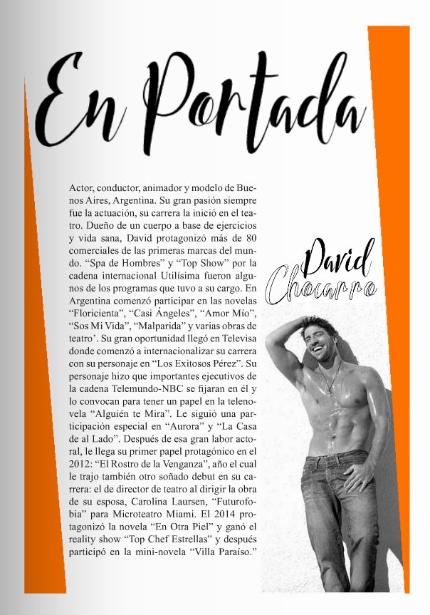 LatinIconos's tweet photo. En portada y entrevista exclusiva @DavidChocarro en #NCMAG! https://t.co/udOx0m5nP9