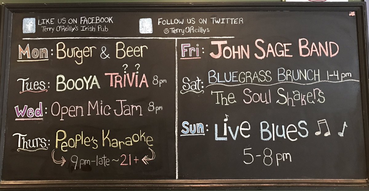TerryOReillys's tweet photo. This Weeks Schedule!! @Newtondining @newtontab https://t.co/71hUF5gNVP