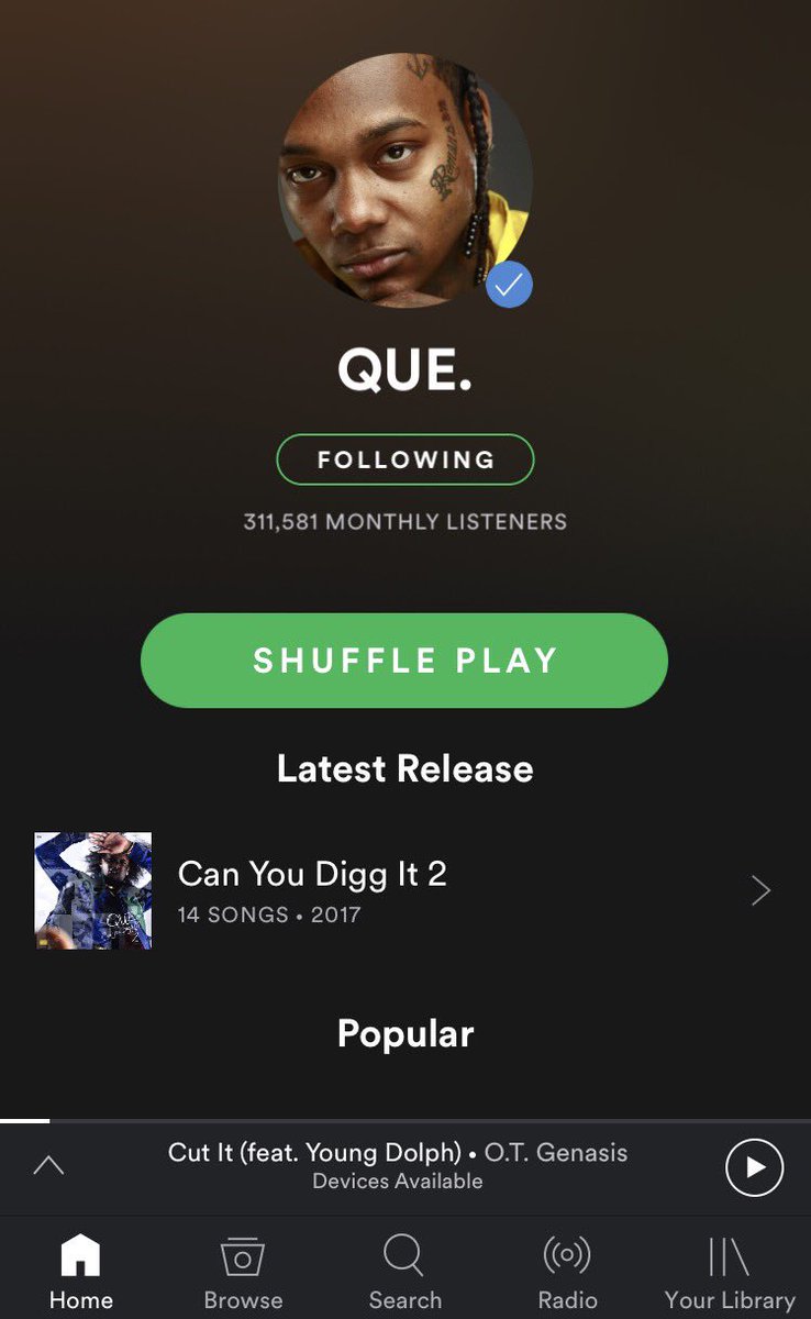 que's tweet photo. Let's get that 311k listeners a month to 1Mill @Spotify
Listen to #CYDI2 now!!
https://t.co/CsaeLyu1Aw https://t.co/v5jyUhOIms