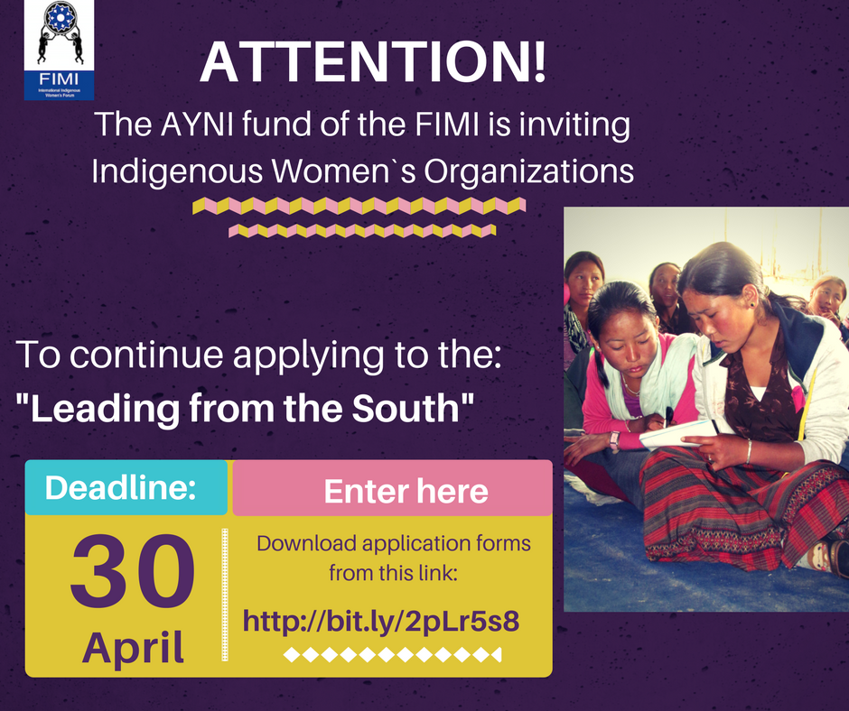 IIWF's tweet photo. #FIMI #IIWF invites all Indigenous Women`s Organizations to apply until 30/04 to "Leading from the South" Programme https://t.co/lyLfhEDvqn https://t.co/twrsgEbRGA