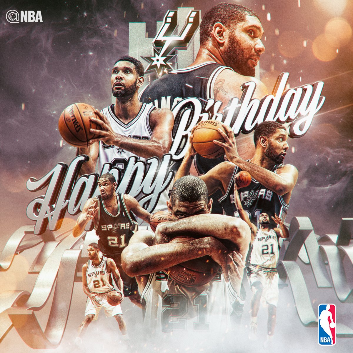 NBA's tweet photo. Join us in wishing 5x champ &amp; @spurs legend TIM DUNCAN a HAPPY 41st BIRTHDAY! #NBABDAY https://t.co/G91PgK8Xk5
