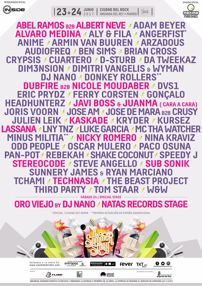 ASummerStoryOfi's tweet photo. RT. Sorteo 2 ABONOS DOBLES. ¡Vive tu mejor comienzo de verano en #ASummerStory2017! Últimas entradas de un día en https://t.co/fUp0kLEkTd https://t.co/d5KeiuDWcP