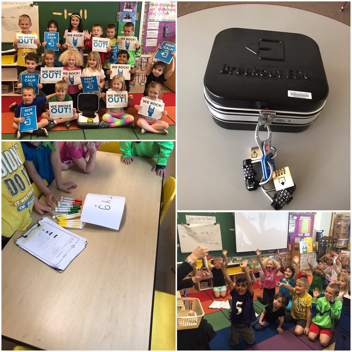 lynchstat's tweet photo. @MissGreaverKES class had so much fun problem solving #bcpsODL #breakoutedu https://t.co/PJSI51HHYK