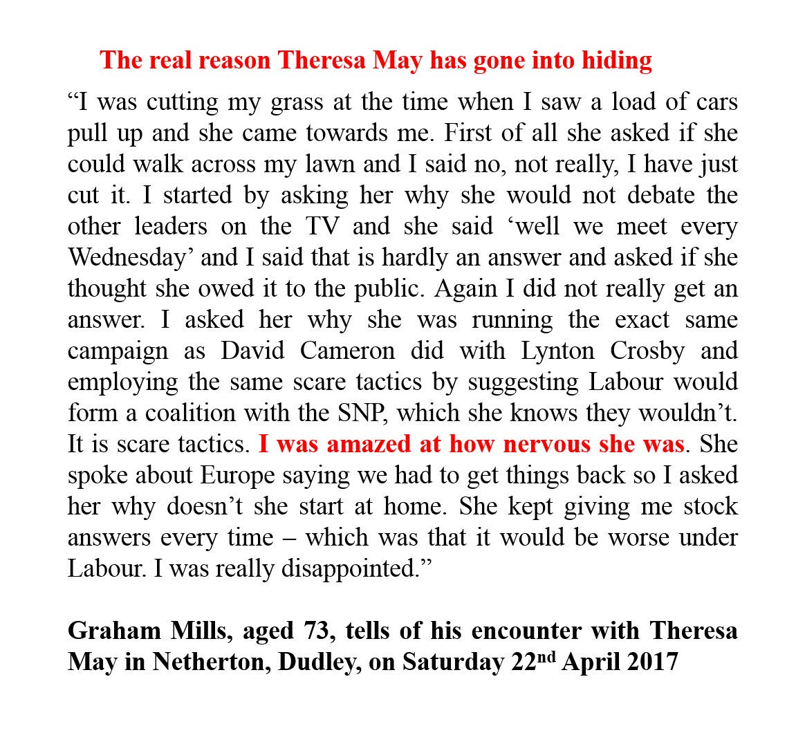 cozzapops1's tweet photo. Theresa May met her first real person in this election campaign &amp; she... https://t.co/bIQPt4uiL6 by #KarenWires2012 via @c0nvey https://t.co/BWcedpBSmq