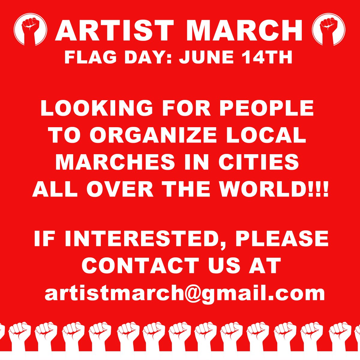 artistmarch's tweet photo. @artistmarch June 14: Flag Day and the Electoral College President’s Birthday! Spread the word! #artistmarch #june14 #resist #SavetheNEA https://t.co/acnklHNZjl