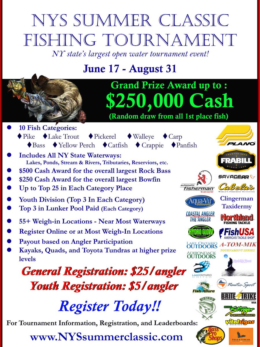 PocketRanger's tweet photo. Join the first annual NY Summer Classic Fishing Tournament. The event starts Jun. 17th - Aug. 31st. Learn here: https://t.co/JcBQ5S04SL https://t.co/J1sXdBojR3