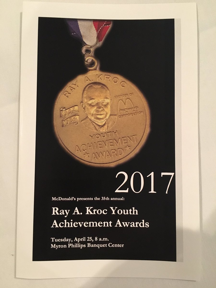 Congratulations to Bailey Downin and Spencer Dailey. Both were awarded the Ray A. Kroc Youth Achievement Award.